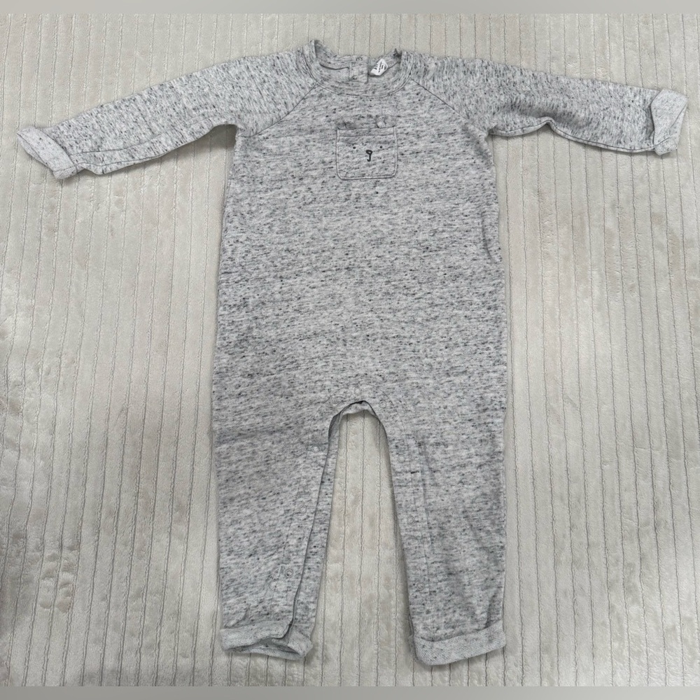 Gap Cozy Gray Teddy Bear Sweater One Piece size 18-24 Months